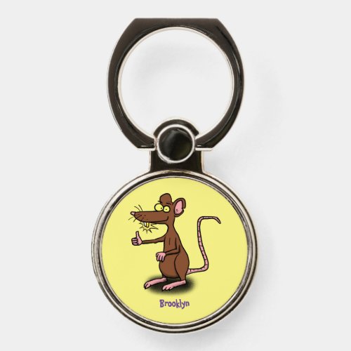 Cute brown rat thumbs up cartoon phone ring stand