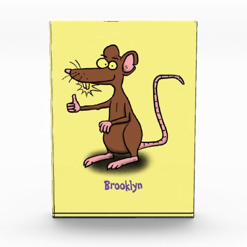 Cute brown rat thumbs up cartoon photo block