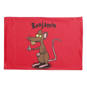 Cute brown rat thumbs up cartoon pillow case