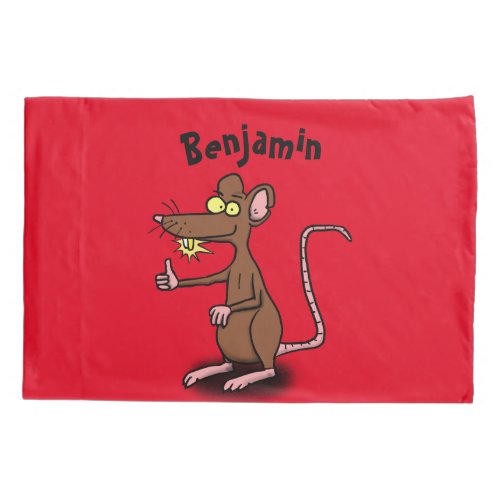 Cute brown rat thumbs up cartoon pillow case