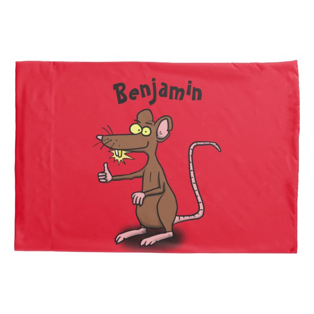Cute brown rat thumbs up cartoon pillow case (Back)