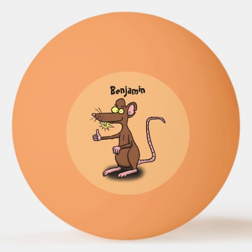 Cute brown rat thumbs up cartoon ping pong ball