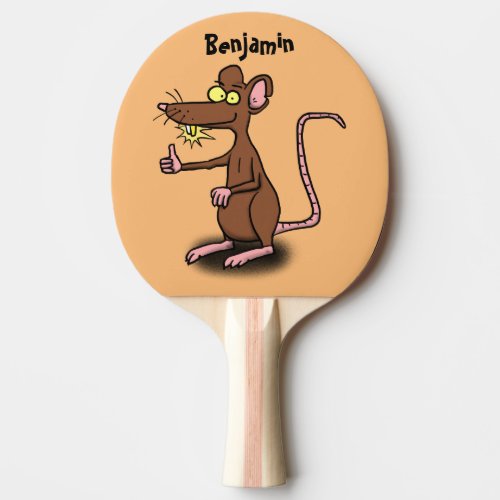 Cute brown rat thumbs up cartoon ping pong paddle