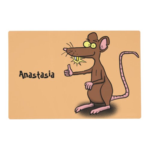 Cute brown rat thumbs up cartoon placemat