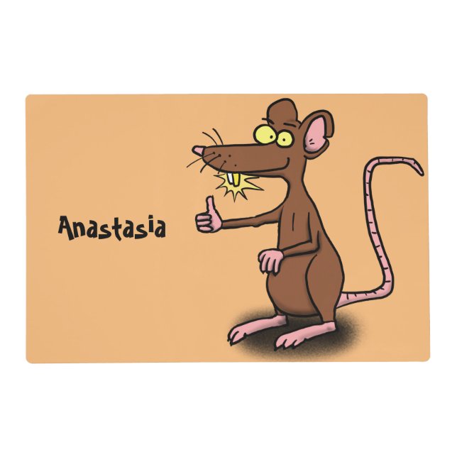 Cute brown rat thumbs up cartoon placemat (Front)