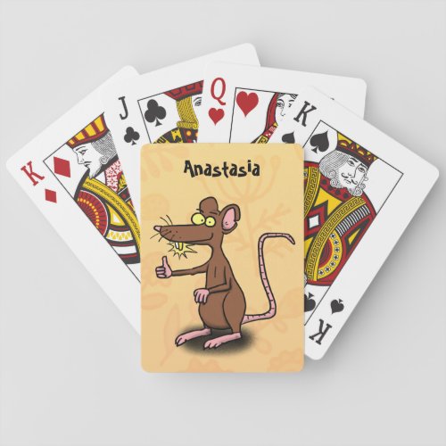 Cute brown rat thumbs up cartoon playing cards