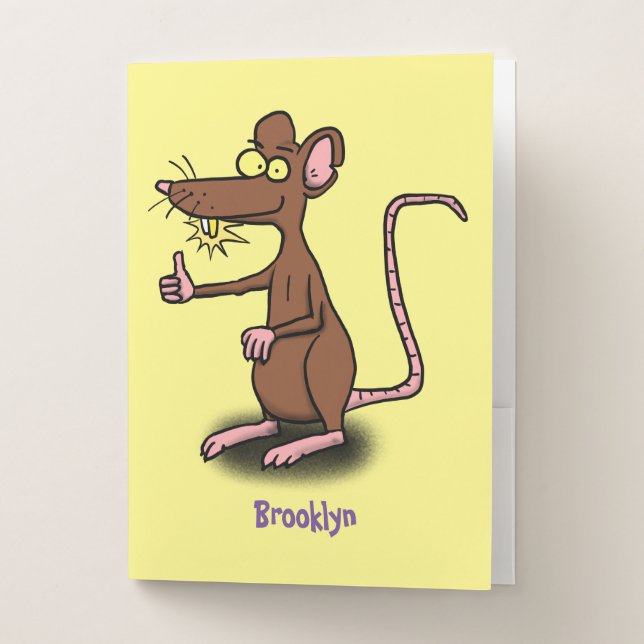 Cute brown rat thumbs up cartoon pocket folder (Front)