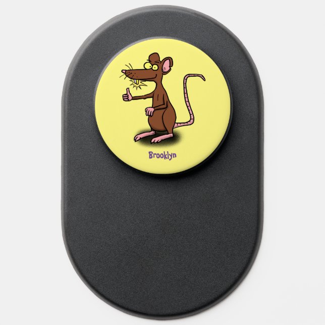 Cute brown rat thumbs up cartoon PopSocket (Popsocket)