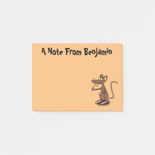 Cute brown rat thumbs up cartoon post_it notes