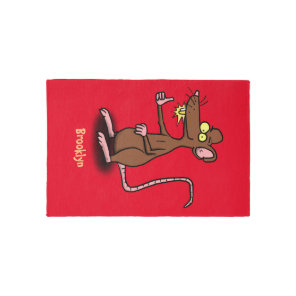 Cute brown rat thumbs up cartoon rug