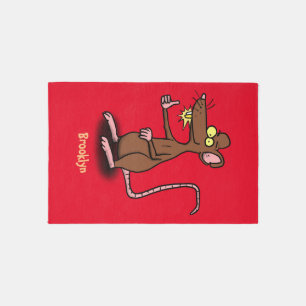 Cute brown rat thumbs up cartoon rug