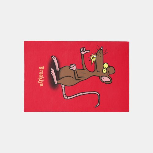 Cute brown rat thumbs up cartoon rug