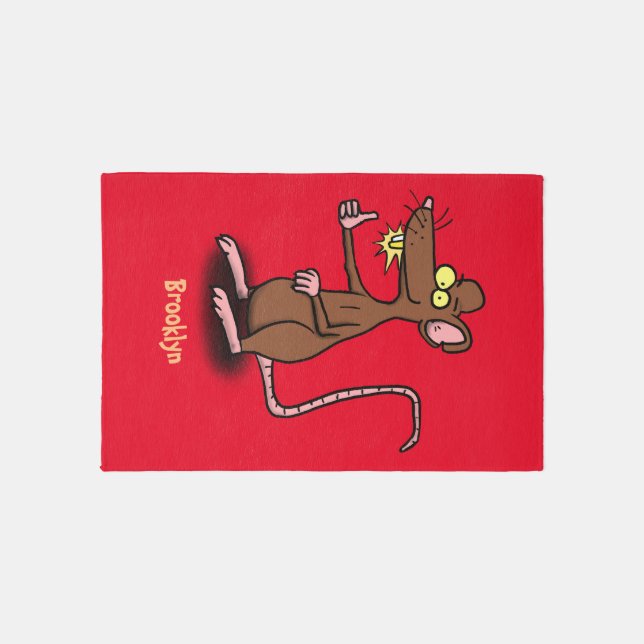 Cute brown rat thumbs up cartoon rug (Front)