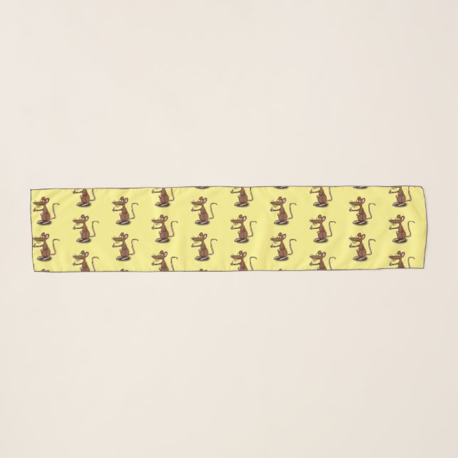 Cute brown rat thumbs up cartoon scarf (Front (Horizontal))