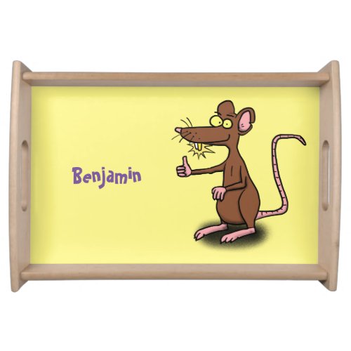 Cute brown rat thumbs up cartoon serving tray