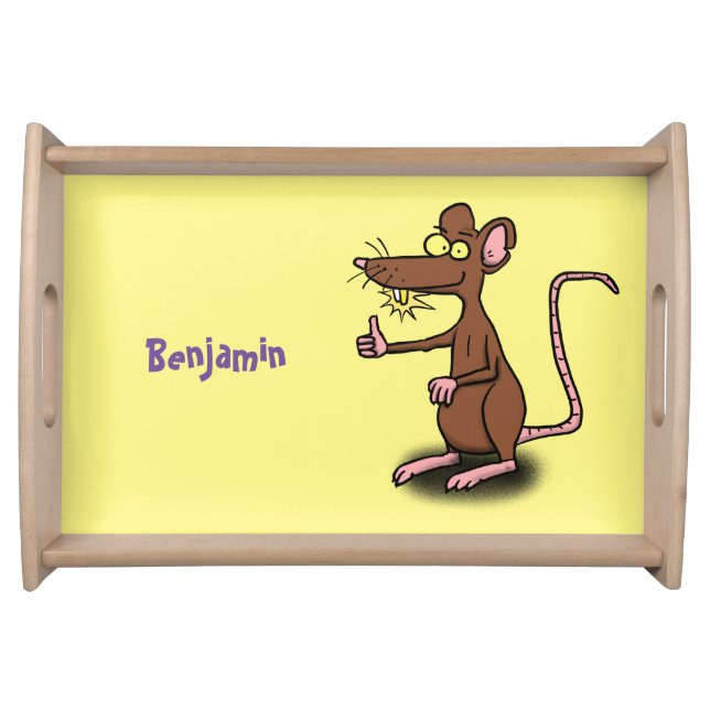 Cute brown rat thumbs up cartoon serving tray (Front)