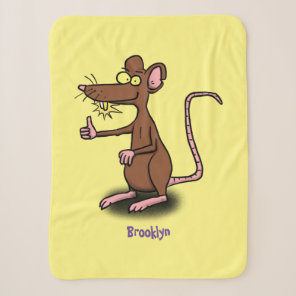 Cute brown rat thumbs up cartoon  sherpa blanket