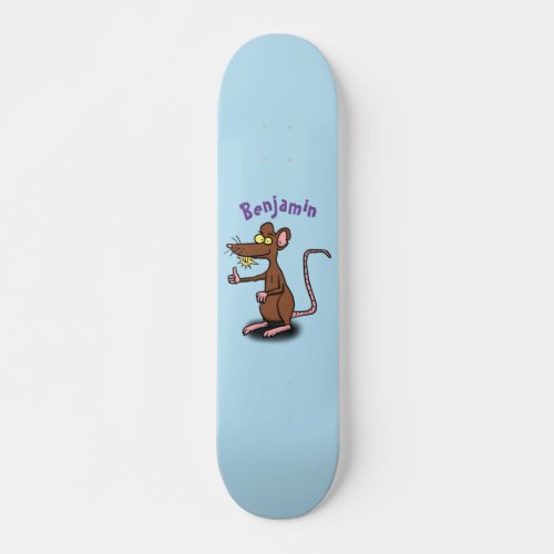 Cute brown rat thumbs up cartoon skateboard