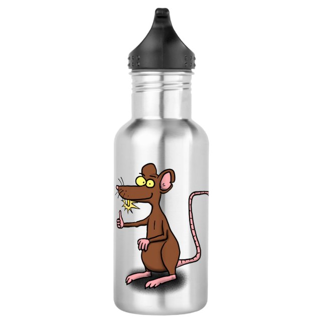 Cute brown rat thumbs up cartoon stainless steel water bottle (Right)