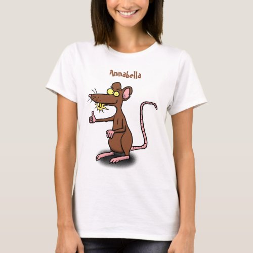 Cute brown rat thumbs up cartoon T_Shirt