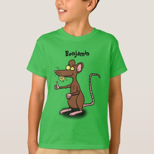 Cute brown rat thumbs up cartoon T_Shirt