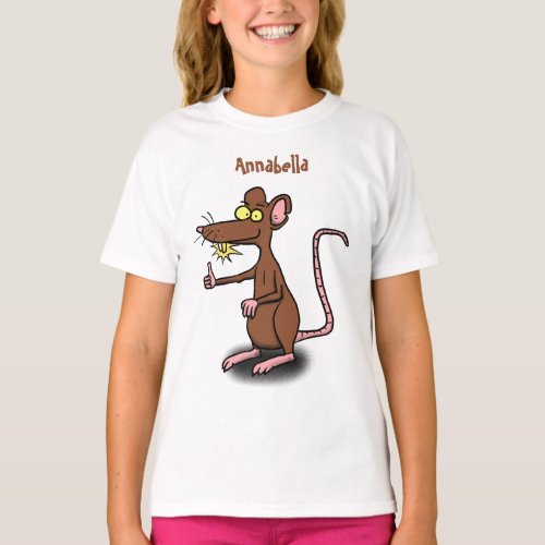 Cute brown rat thumbs up cartoon T_Shirt