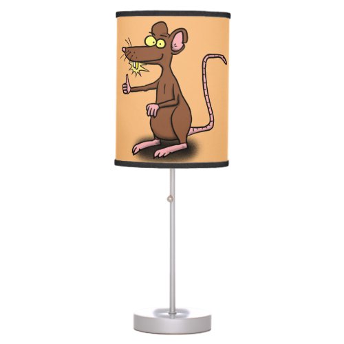 Cute brown rat thumbs up cartoon table lamp