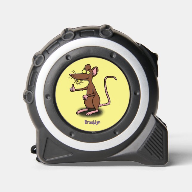 Cute brown rat thumbs up cartoon tape measure (Front)