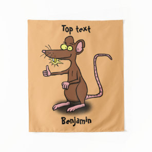 Cute brown rat thumbs up cartoon  tapestry
