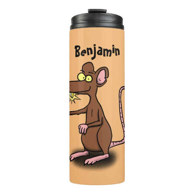 Cute brown rat thumbs up cartoon thermal tumbler (Front)