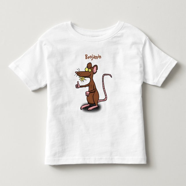 Cute brown rat thumbs up cartoon toddler t-shirt (Front)