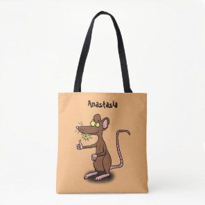 Cute brown rat thumbs up cartoon tote bag