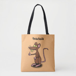 Cute brown rat thumbs up cartoon tote bag
