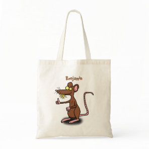 Cute brown rat thumbs up cartoon tote bag