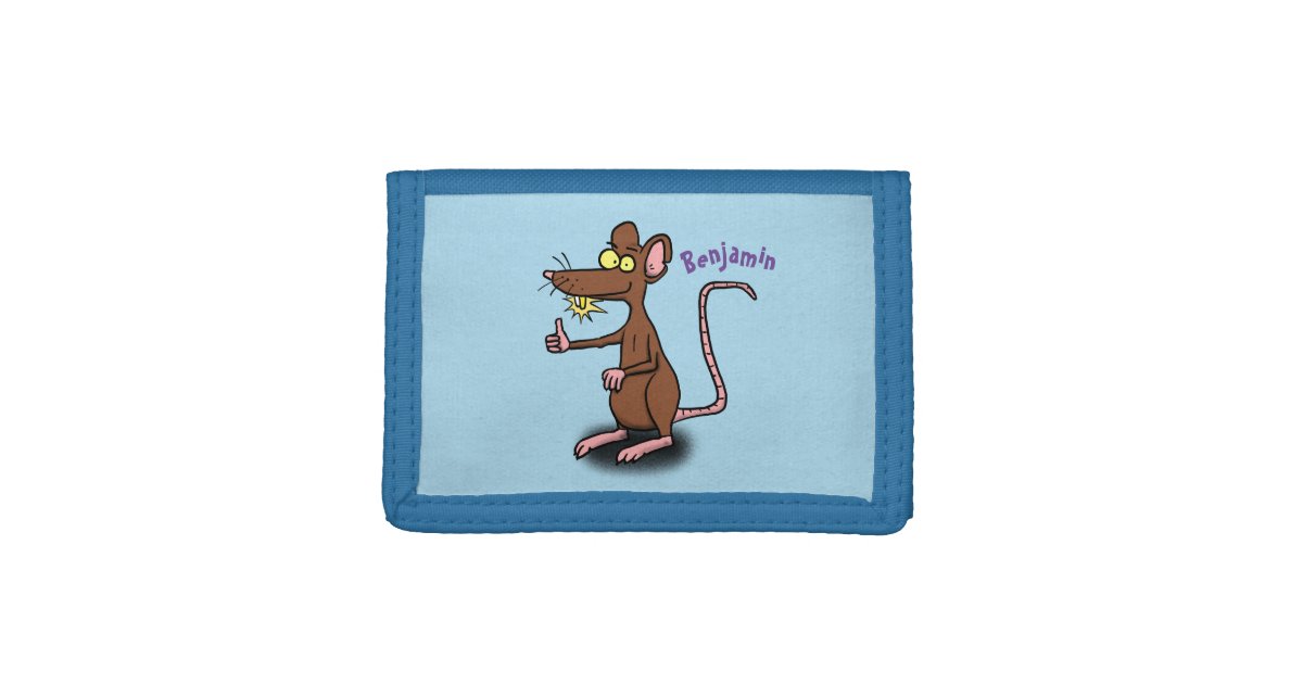 Cute brown rat thumbs up cartoon trifold wallet | Zazzle