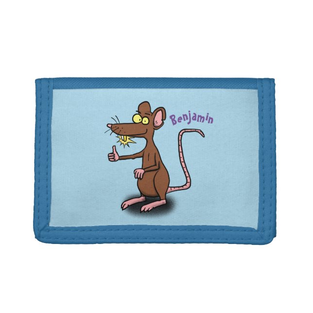 Cute brown rat thumbs up cartoon trifold wallet (Front)