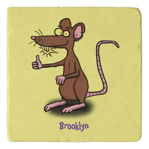 Cute brown rat thumbs up cartoon trivet