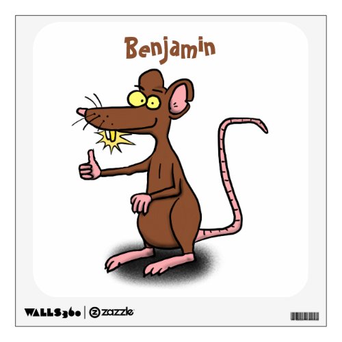 Cute brown rat thumbs up cartoon wall decal