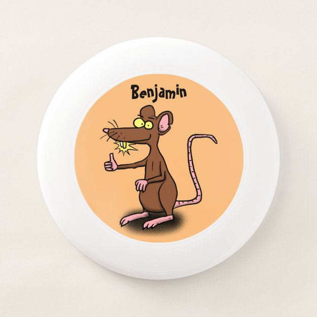 Cute brown rat thumbs up cartoon Wham-O frisbee (Front)