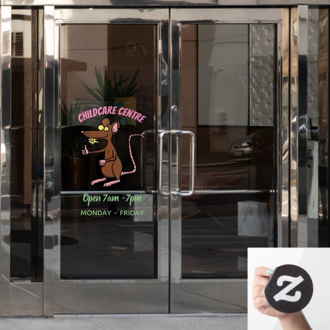 Cute brown rat thumbs up cartoon window cling (Office Door)