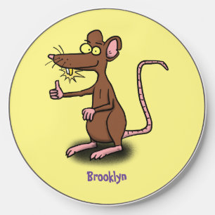 Cute brown rat thumbs up cartoon wireless charger 
