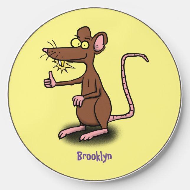 Cute brown rat thumbs up cartoon wireless charger  (Front)