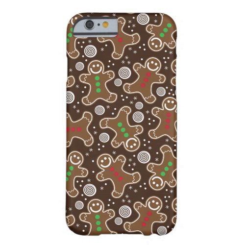 Cute Brown Red Green Christmas Gingerbreads Barely There iPhone 6 Case