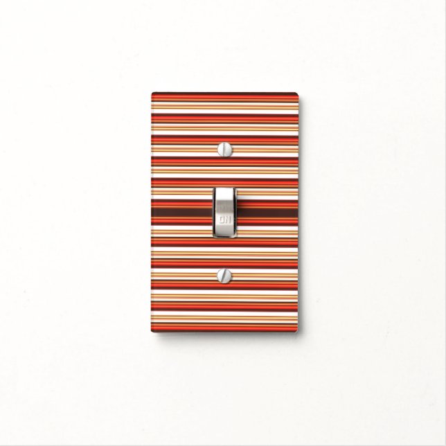 Cute brown red stripes light switch cover (In Situ)