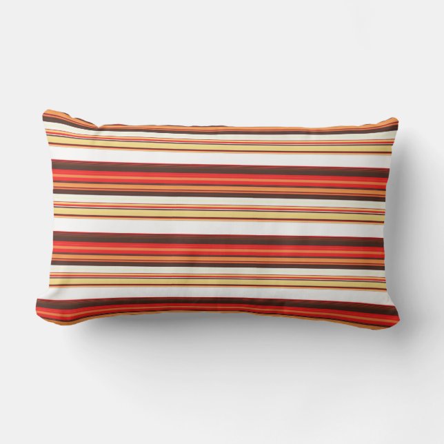 Cute brown red stripes lumbar pillow (Front)