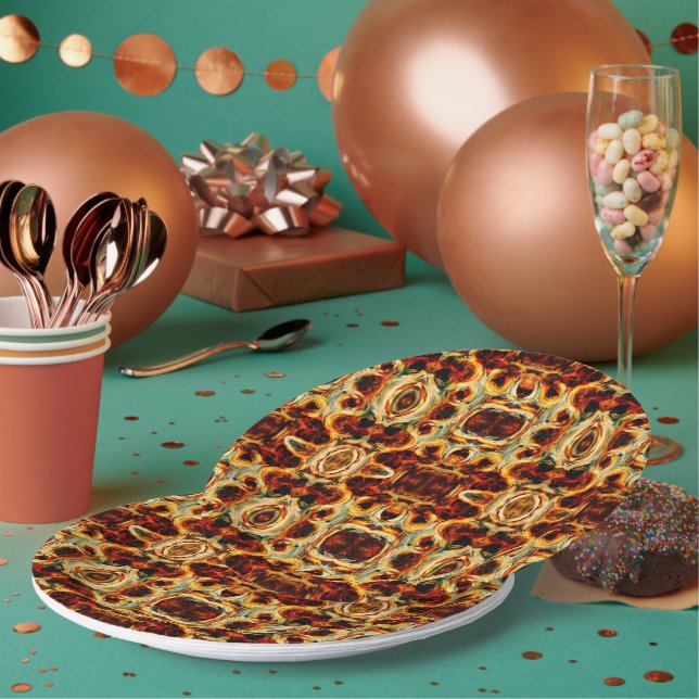 Cute brown seamless smudge pattern paper plates (Multi)