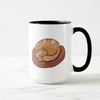 Cute Brown Sleeping Kitty Cat Mug