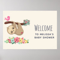 Cute Brown Sloth Hanging Upside Down Baby Shower