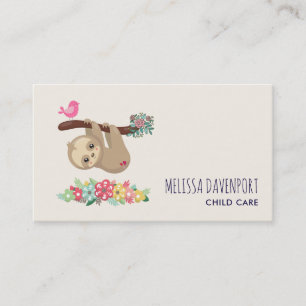 Cute Brown Sloth Hanging Upside down Business Card