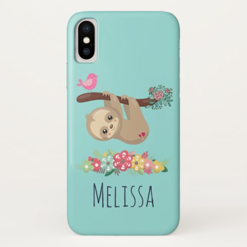 Cute Brown Sloth Hanging Upside down iPhone X Case